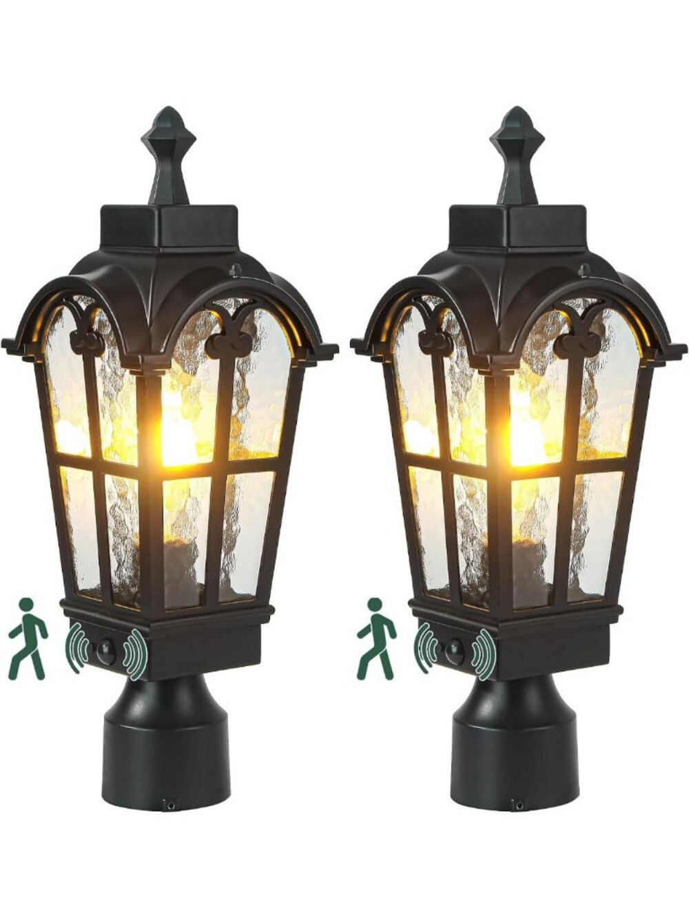 Waterproof Motion Sensor Outdoor Post Lights - Dusk to Dawn Anti-Rust Yard